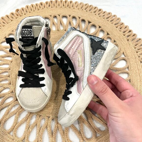Golden Goose Slide Laminated Leather & Glitter High-Top Sneakers EU 23/ US 7 - Picture 2 of 11